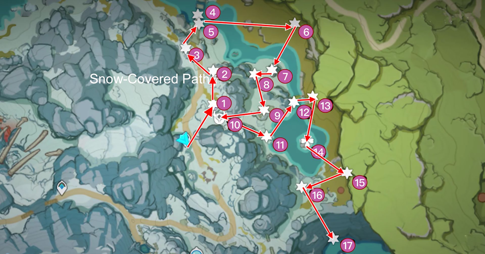 Dragonspine Chest Collection Guide 1 SnowCovered Path (117) Genshin