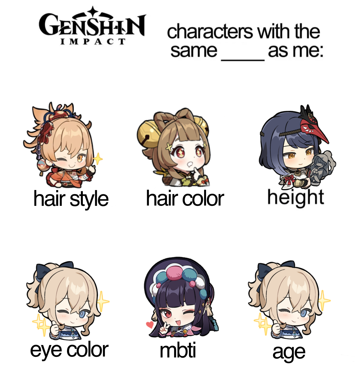 Characters with the same ____ as me! Genshin Impact | HoYoLAB