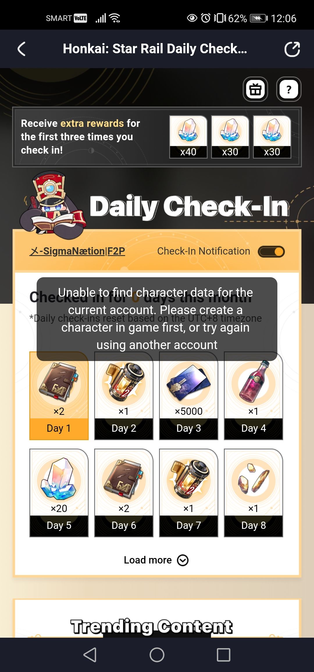 Honkai Star Rail Daily Check In