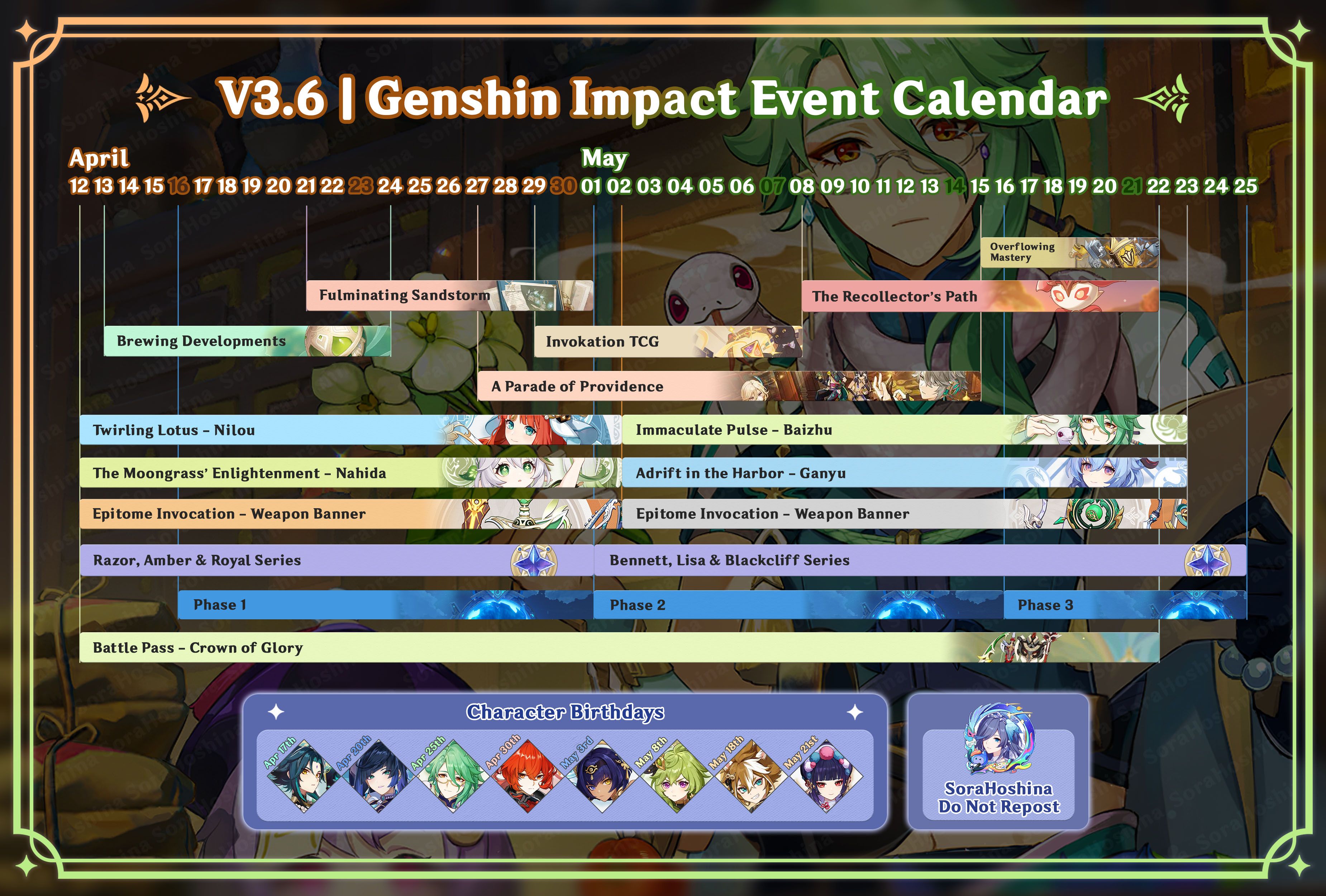 [V3.6] Genshin Impact 3.6 Calendar (Phase 2) Genshin Impact HoYoLAB