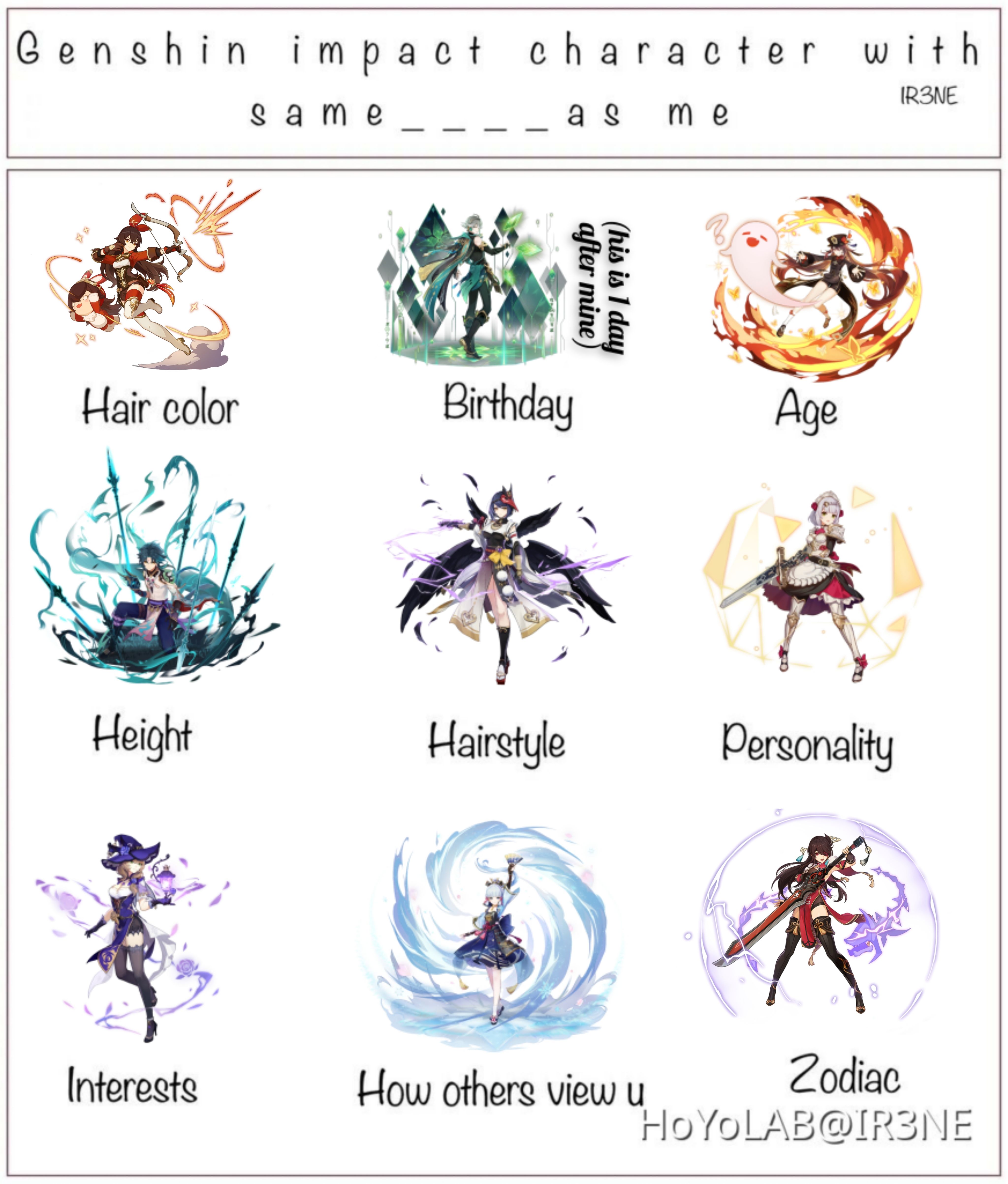 Genshin characters with the same ____ as me Genshin Impact | HoYoLAB