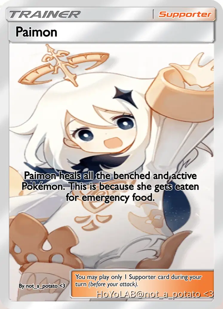 Paimon Pokemon card Meme Genshin Impact | HoYoLAB
