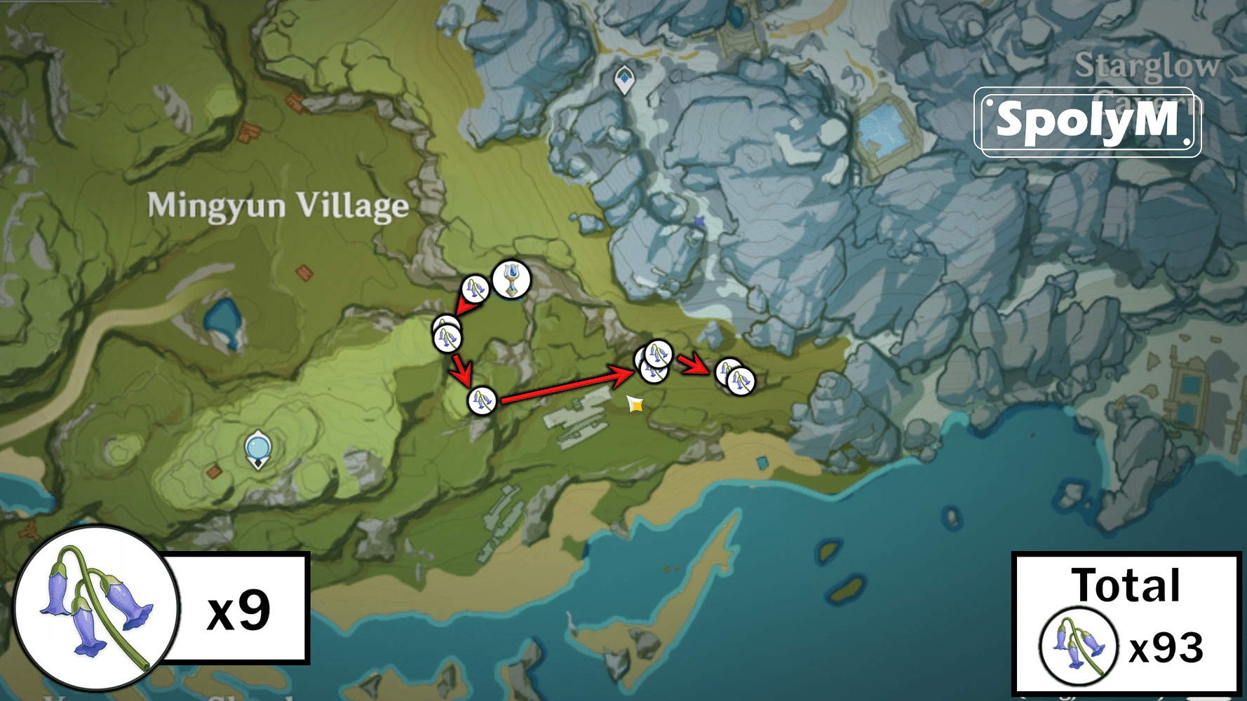 168 Violetgrass Farming Route Easy Spots Only (Maps and Video