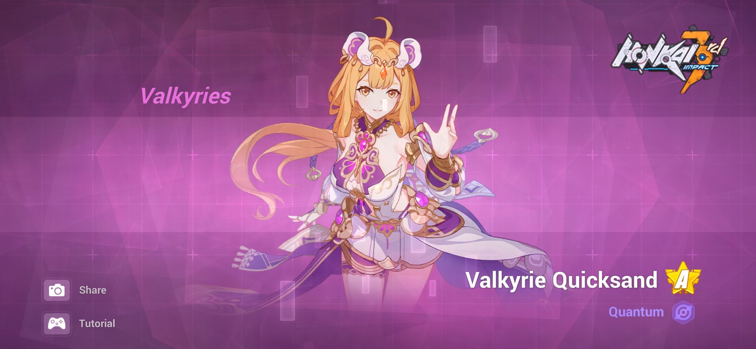 I got Valkyrie Quicksand from the supply drop! She’s amazing! 😍 Honkai