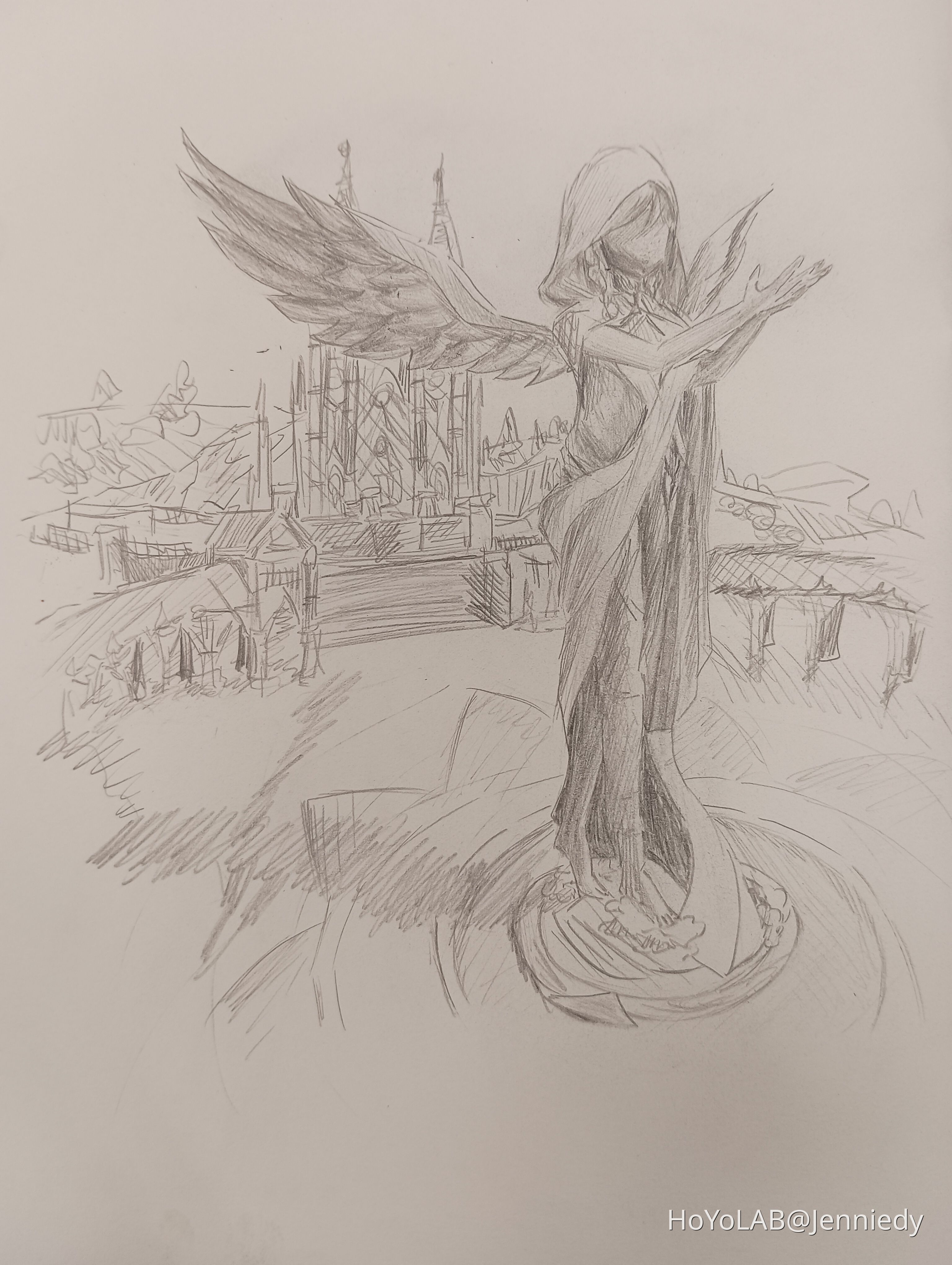 Anemo Archon Statue (Eda_the_Edamame's 7 day drawing challenge) DAY 3 ...