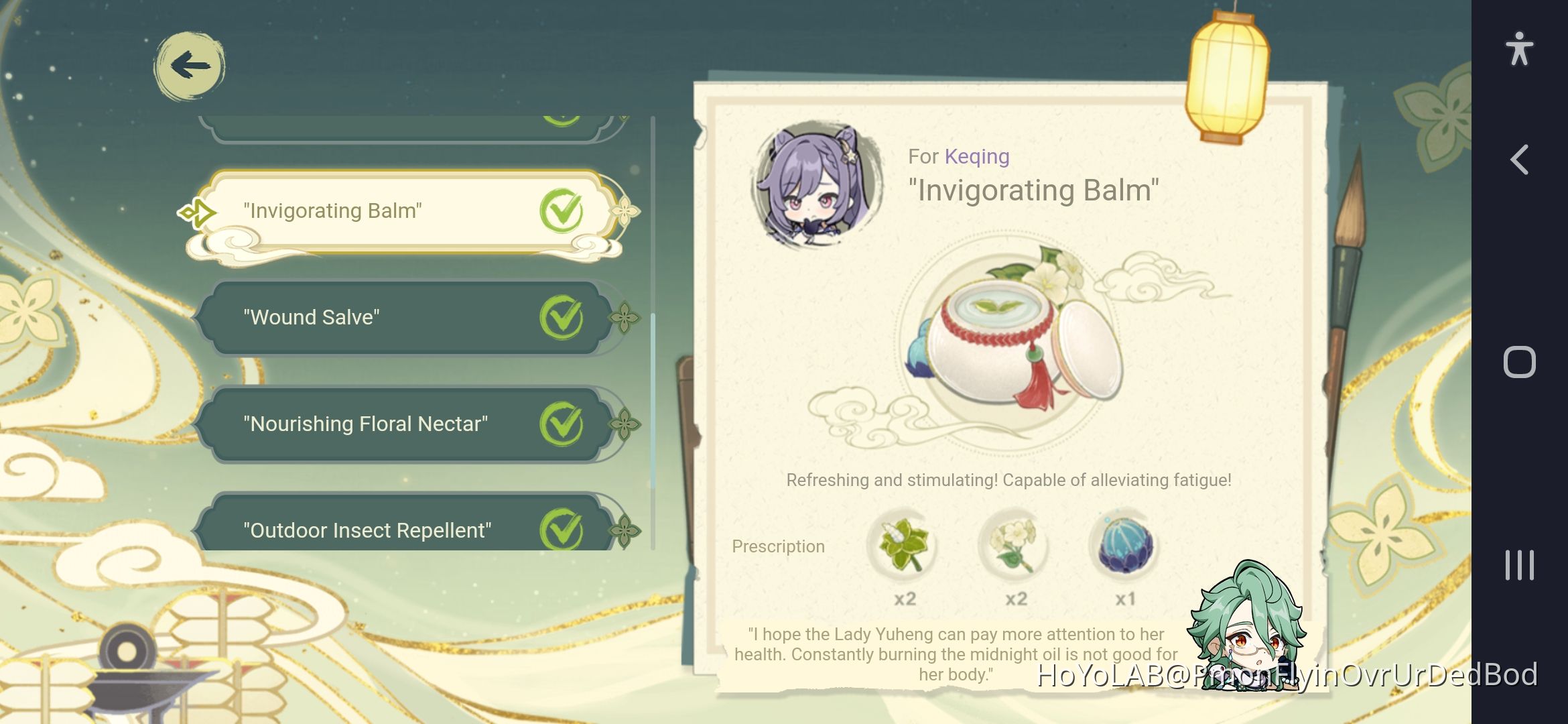 Hidden Herbal Remedies Who takes what and why? Genshin Impact HoYoLAB