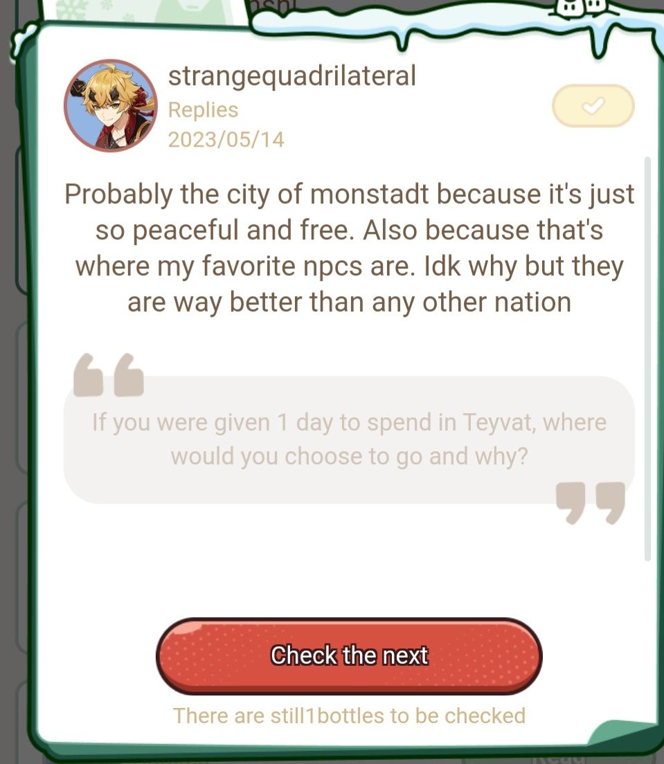 Wherever you go, whatever life throws at you… In Mondstadt, the