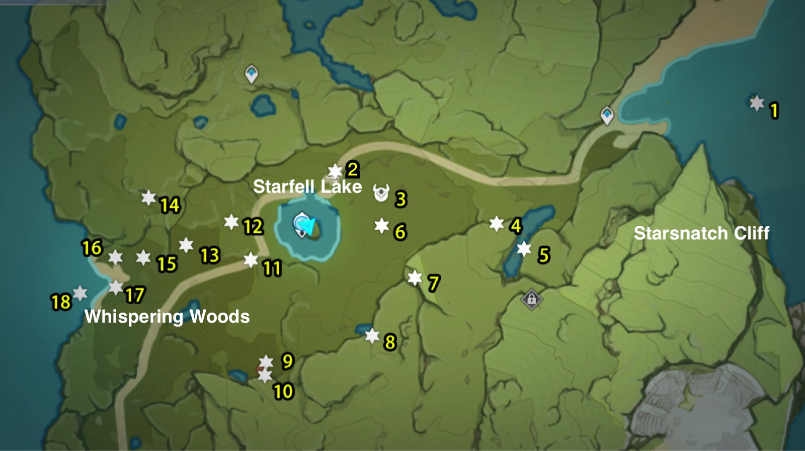 Mondstadt Chests Collection Guide 1 Starfell Lake (118) Genshin