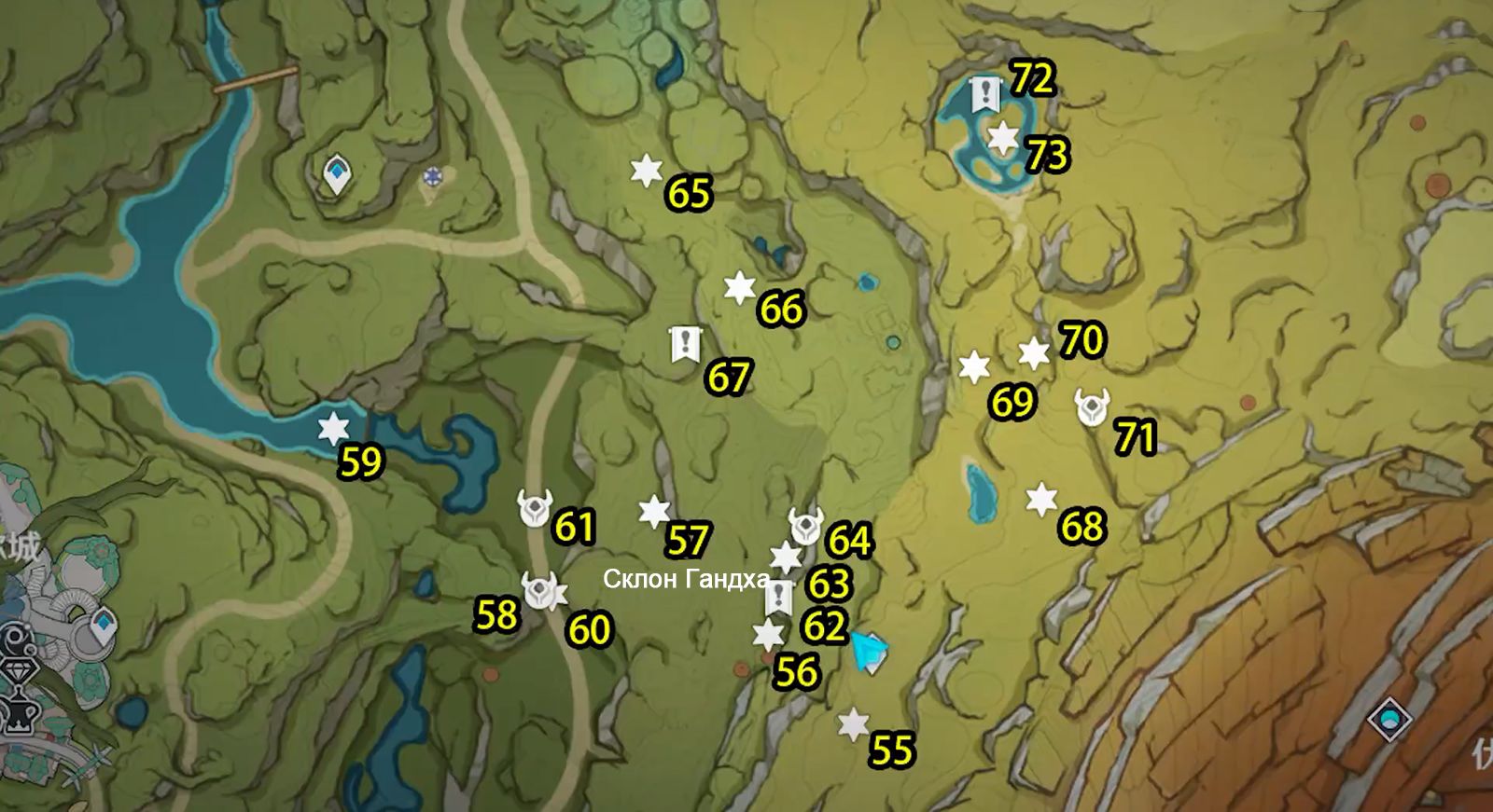 Гайд по сбору сундуков в тропических лесах Сумеру 4 - Склон Гандха (55 ...