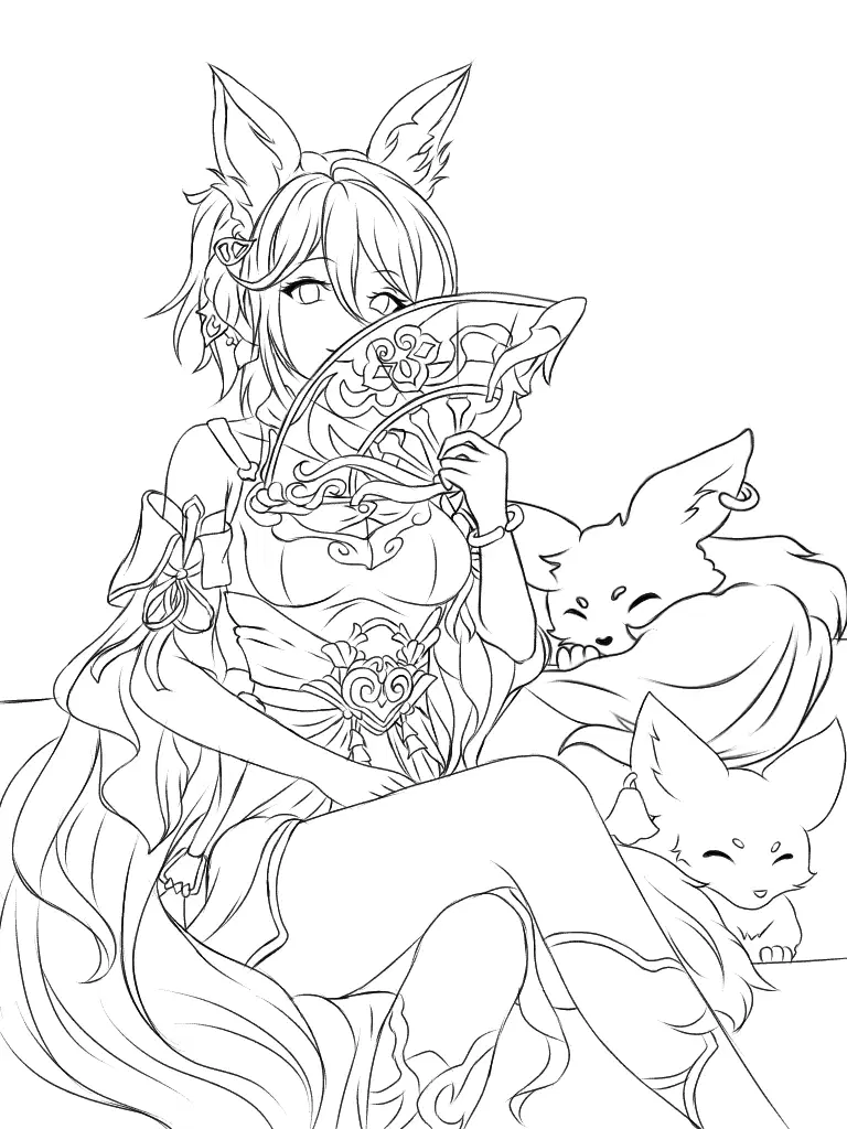 Pretty little vixen - Fox Coloring Pages, image size:768x1024