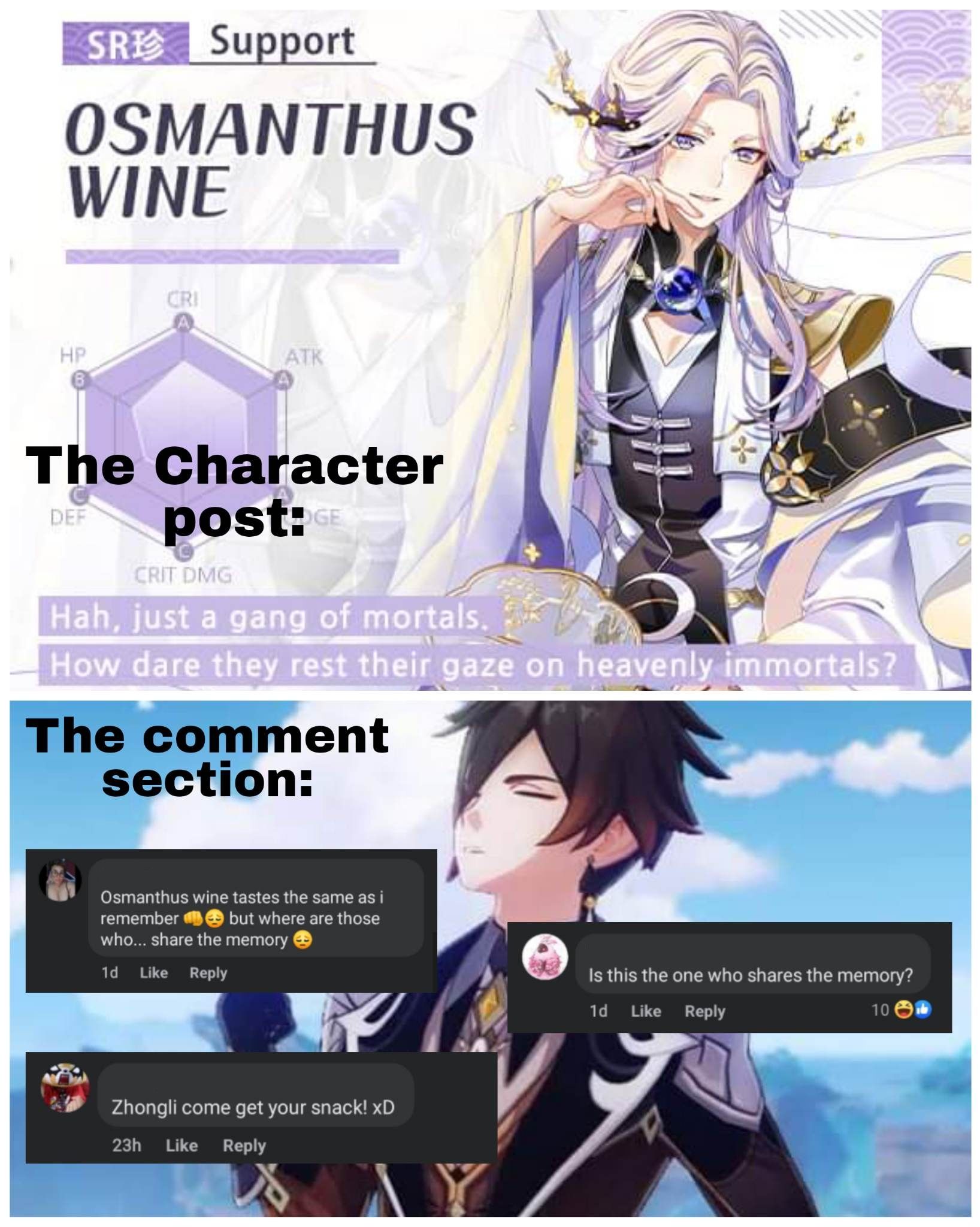 The contents of Osmanthus Wine's comments both from the official post