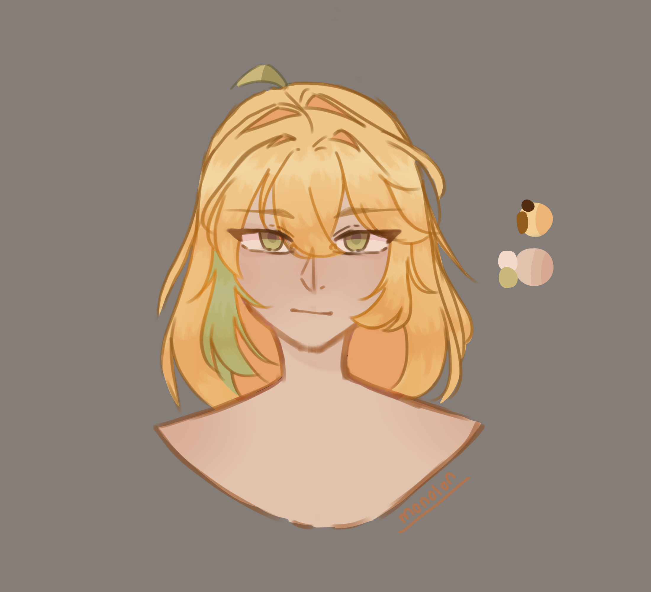 A drawing made of a corn girl oc. Don't question it embrace the corn