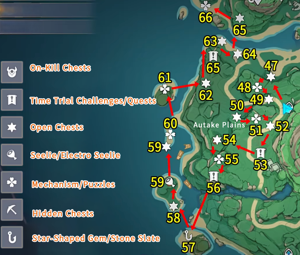 Inazuma Chest Collection Guide 26 Autake Plains (4766) Genshin