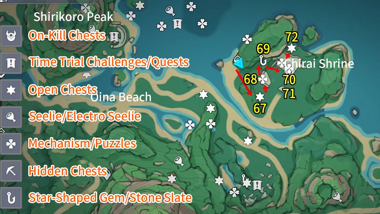 Inazuma Chest Collection Guide 27 Chirai Shrine + Oina Beach (6787
