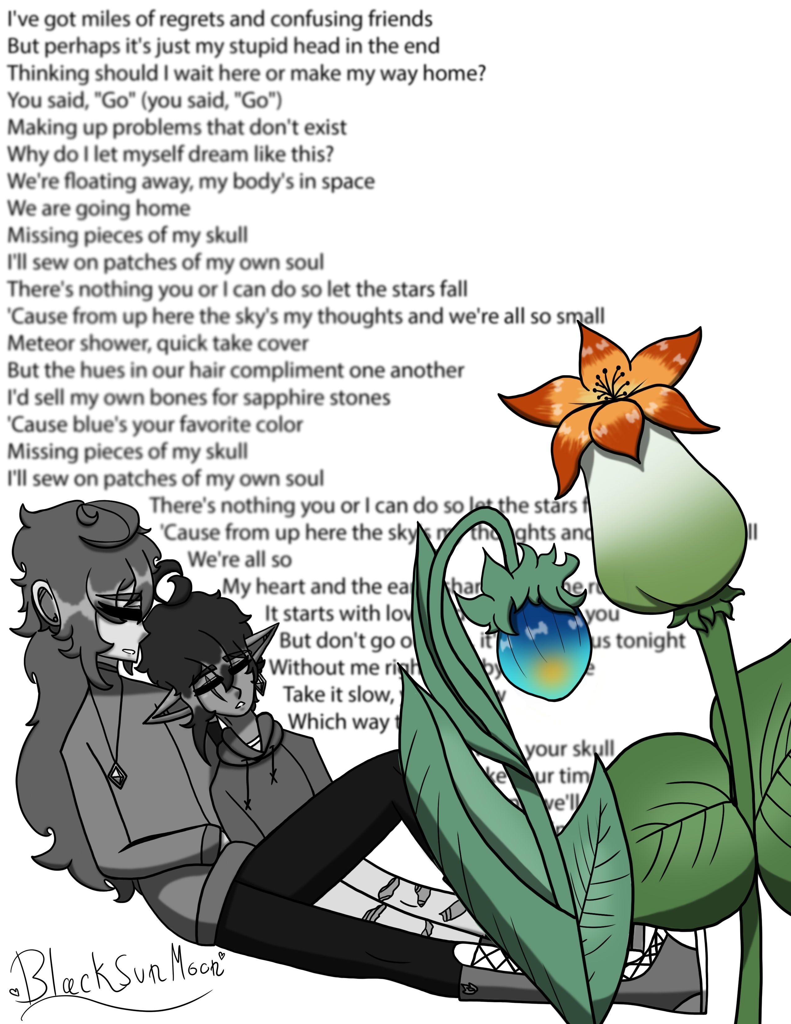 Drew diluc and kaeya in black white song lyrics are from meteor