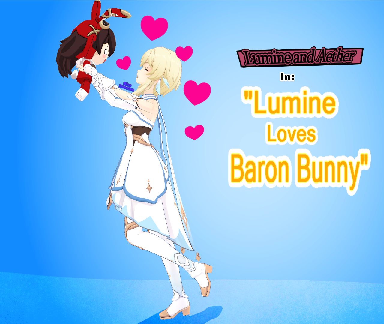 [MMD] Lumine and Aether Lumine loves Baron Bunny Title card Genshin