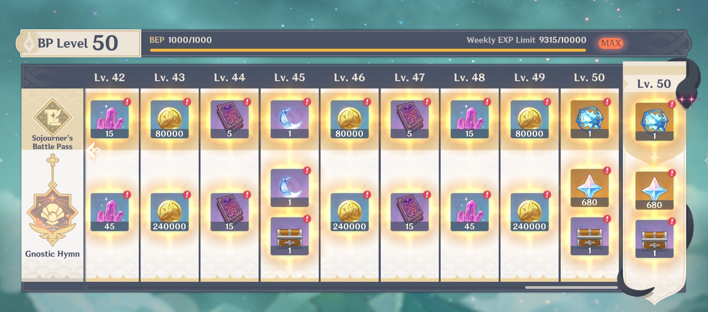 Waiting until Level 50 to Collect the Battle Pass Genshin Impact | HoYoLAB