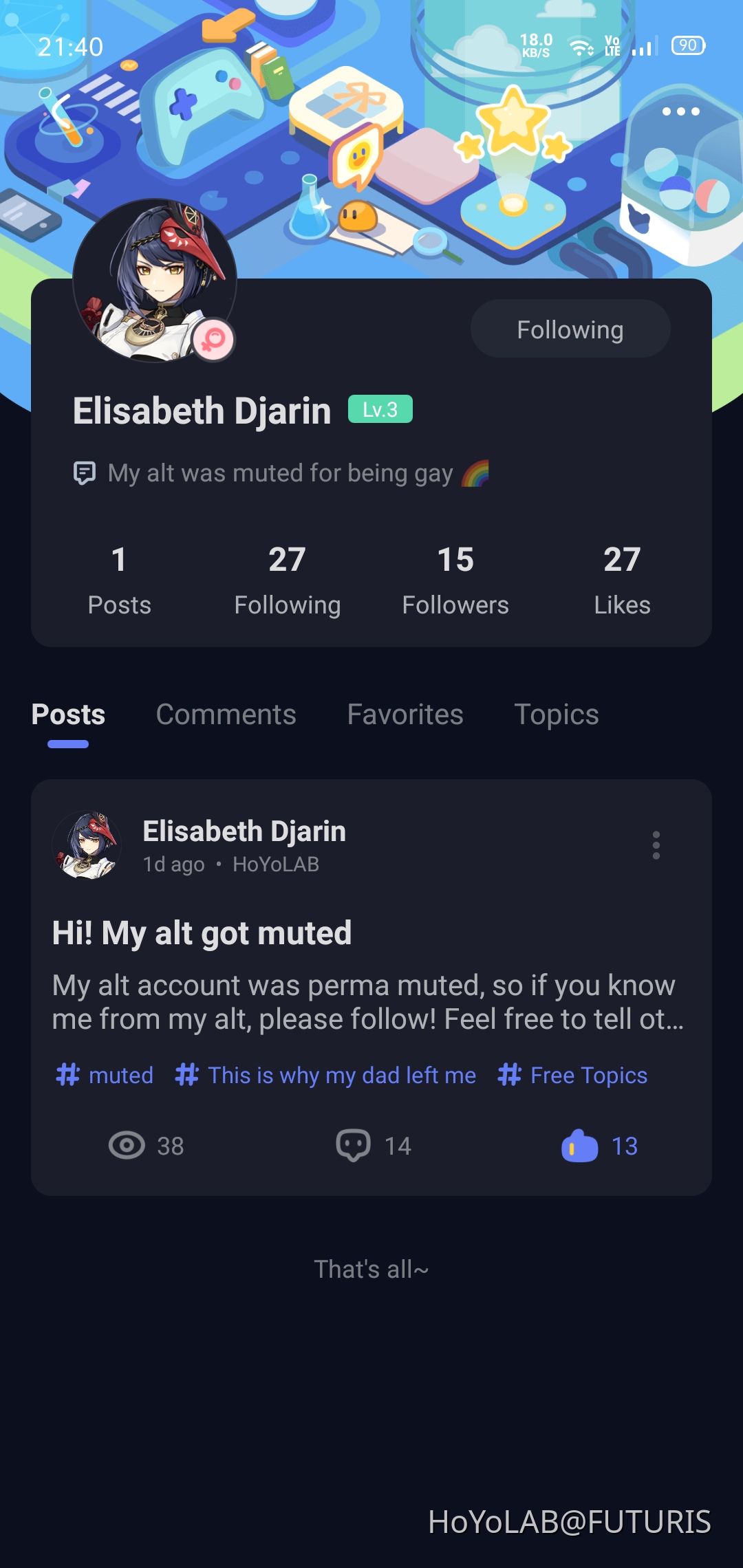 My friend get permanent mute(here's her new or alt account you can