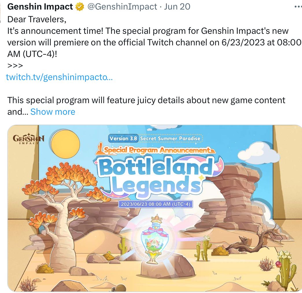 The genshin 3.8 stream is starting in a few hours! Who’s excited ...
