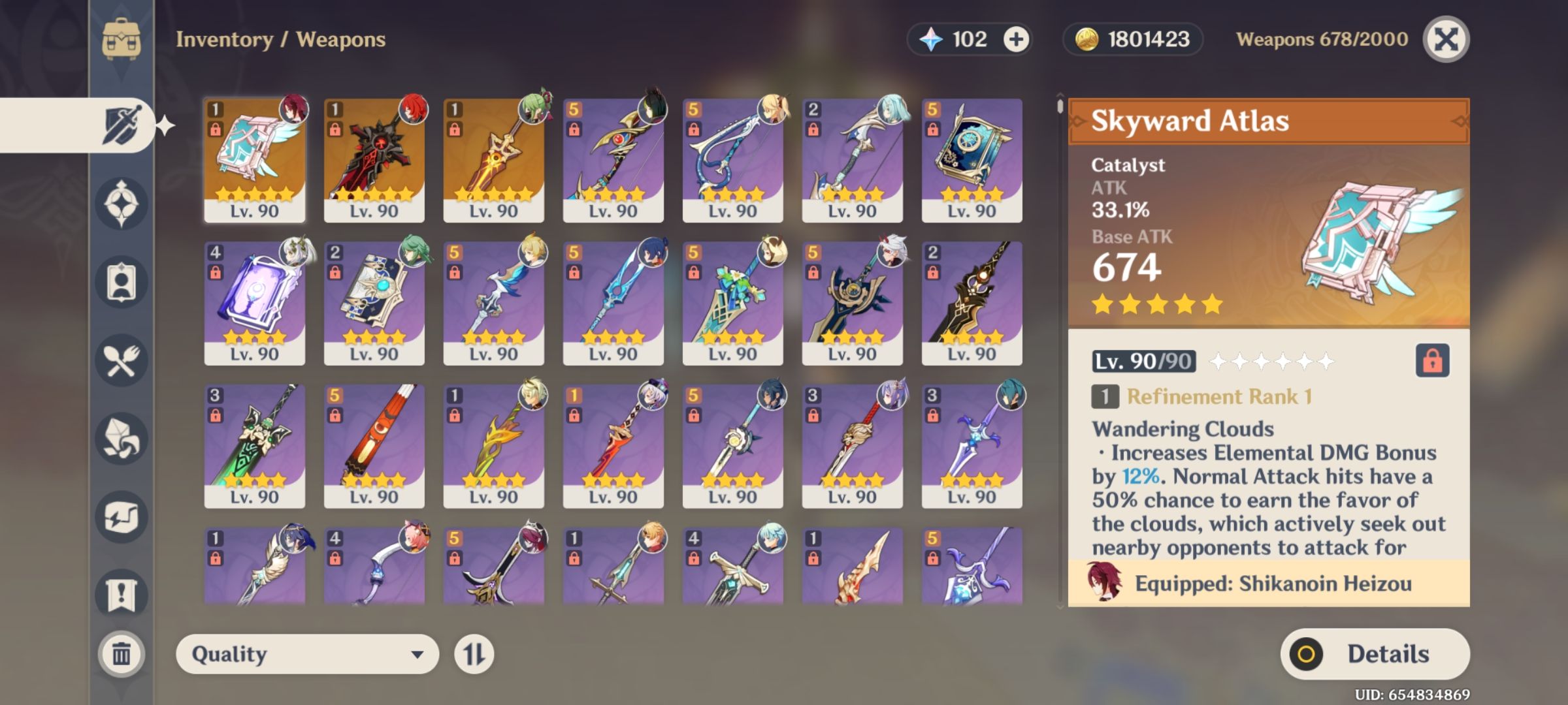 My weapon inventory Genshin Impact | HoYoLAB