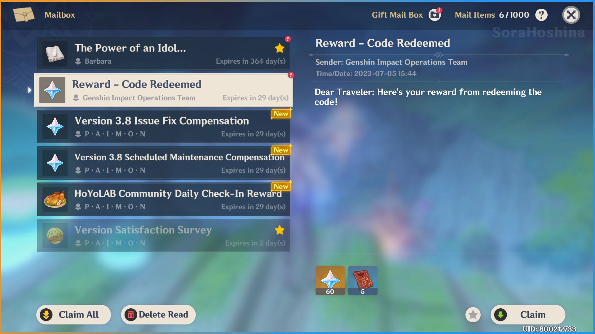 1 New (and 1 Old) Redeem Codes for Version 3.8 | 60 Primogems Genshin ...