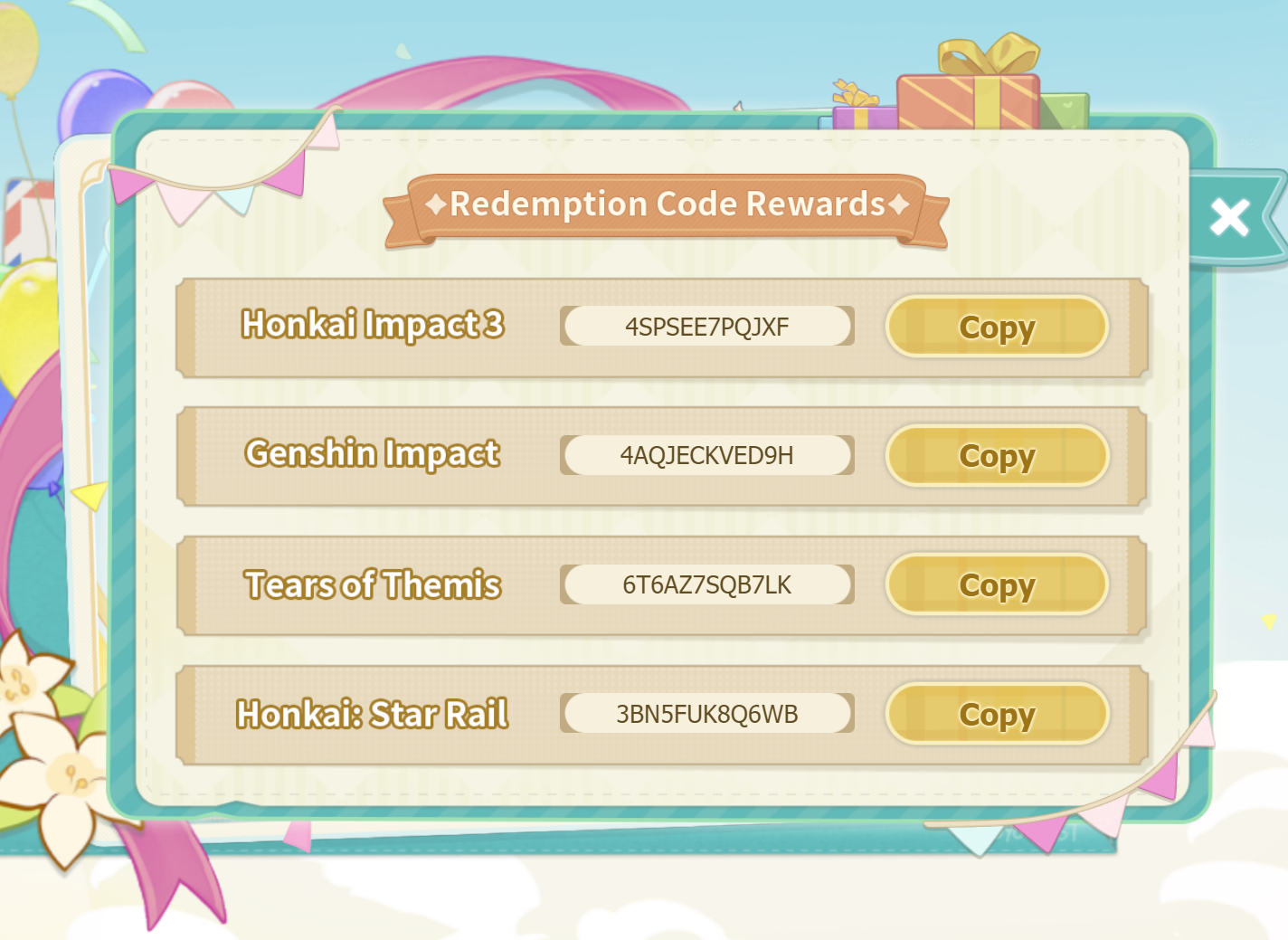 Redemption Codes | HoYoLAB
