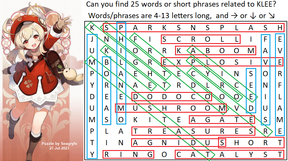 Word Games 126 July 27 KLEE !! (Solution) Genshin Impact HoYoLAB