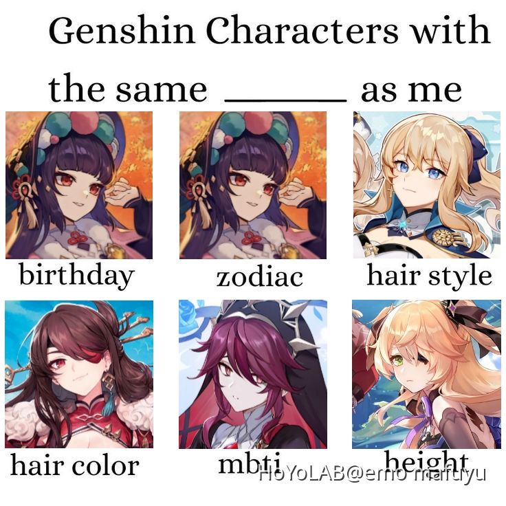 GENSHIN CHARACTERS WITH THE SAME _____ AS ME Genshin Impact | HoYoLAB