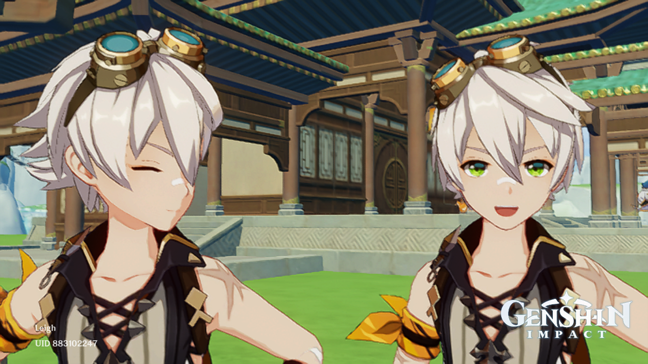 is looking at and is looking at the camera