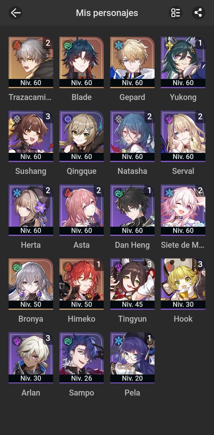 Compte Honkai Star Rail EU - 27 Persos 5* + 16 Cônes 5* - Tout Le Contenu Fini