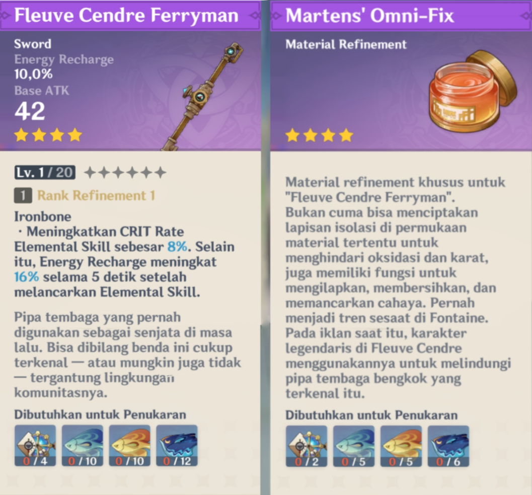 Personal note sword from fontaine fishing assosiation genshin impact