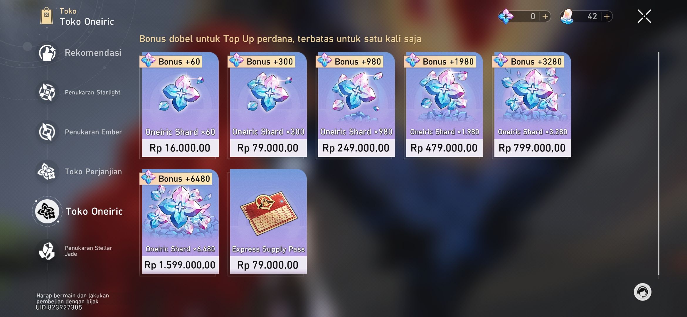ada yang tau ini kalo first time top up dapet x2 di salah satu nominal