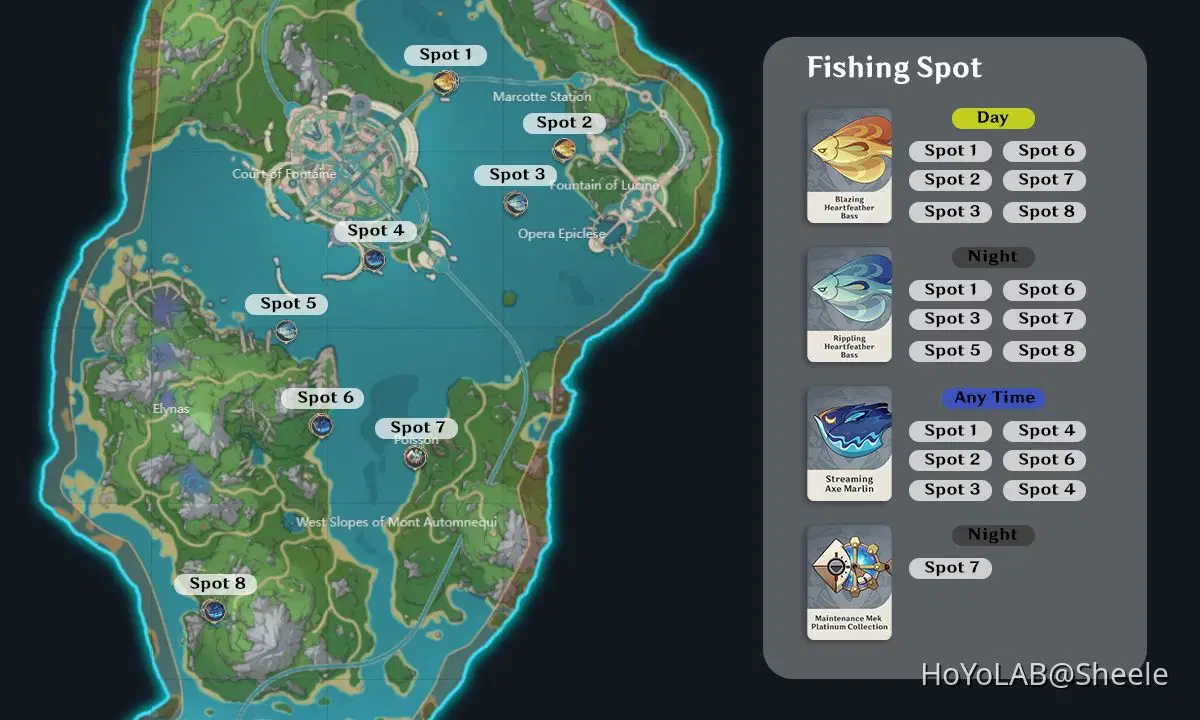 [Version 4.0] All Fishing Spot in Fontaine to get "Fleuve Cendre