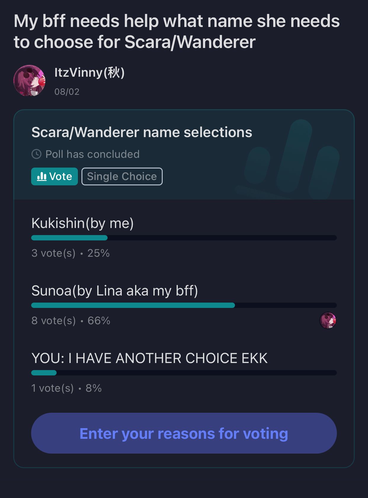 Scara Names Results for Scara/Wanderer name selection Genshin Impact | HoYoLAB