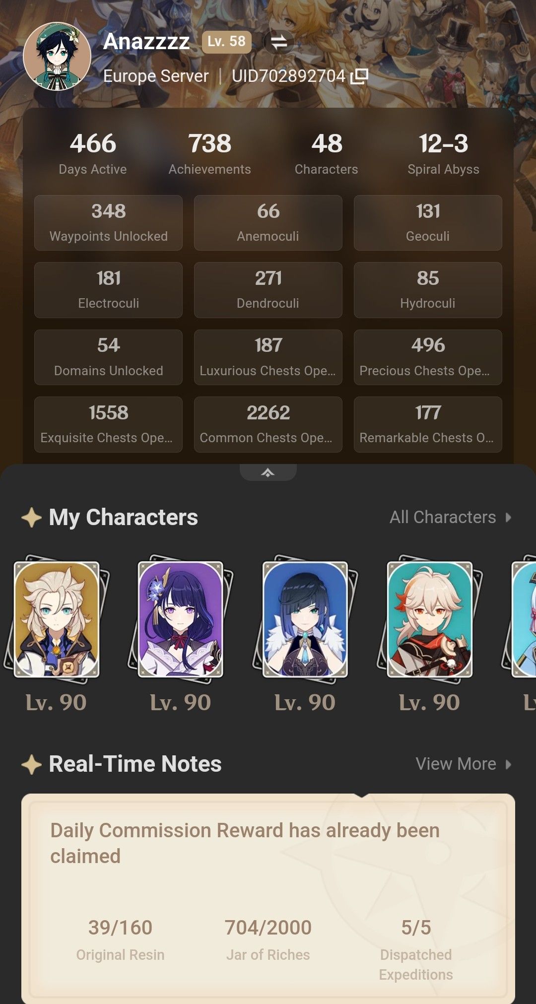 Show your chests opened ! Genshin Impact HoYoLAB