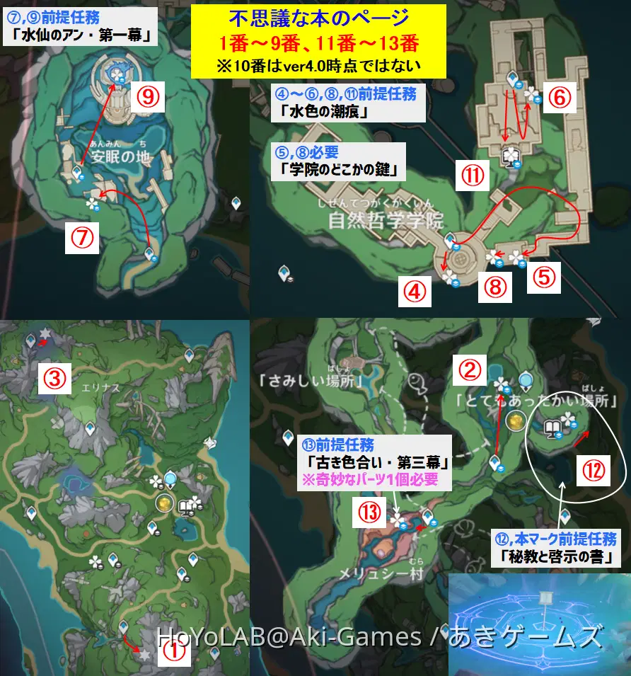 不思議な本のページ「全12か所」で豪華な宝箱、貴重な宝箱、精巧な宝箱