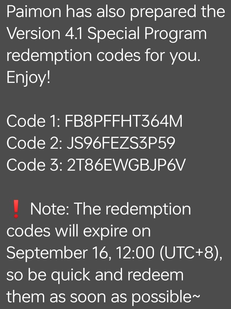 Redeem Codes 4.1 Genshin Impact HoYoLAB