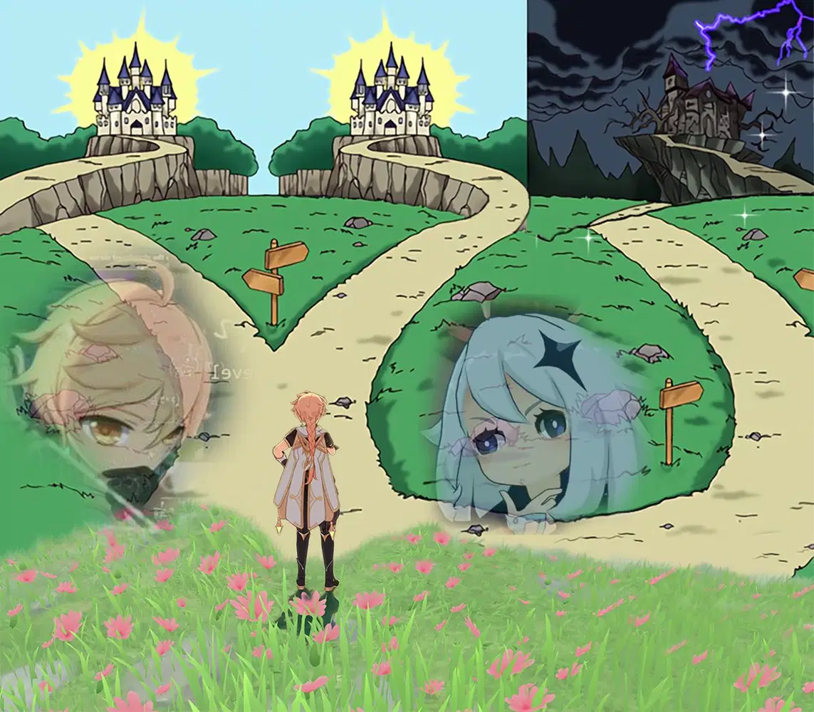 two paths meme template