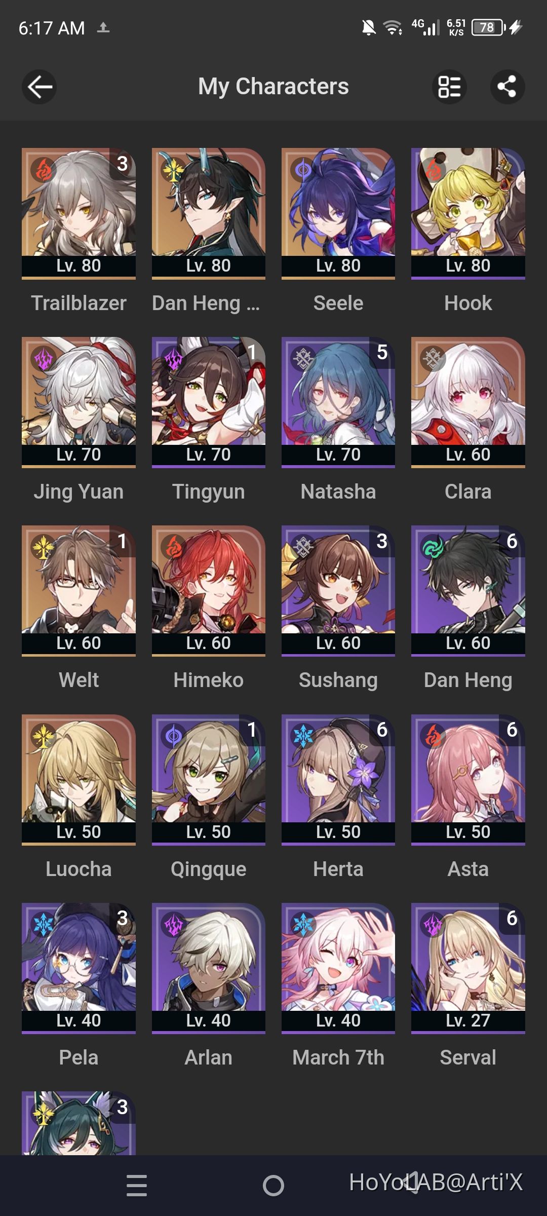 My Current Character Roster Honkai: Star Rail | HoYoLAB