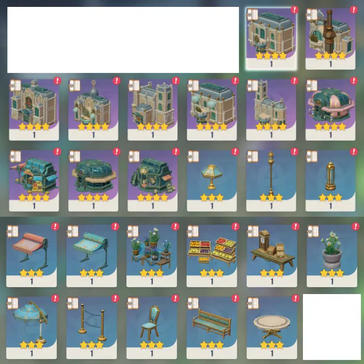 Ver.4.1攻略】フォンテーヌの調度品設計図／ショップ購入(全18個
