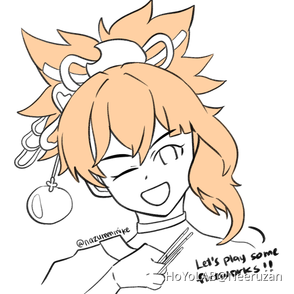 Day 40 until I reach Level 12: Simple sketch of Yoimiya! Genshin Impact ...