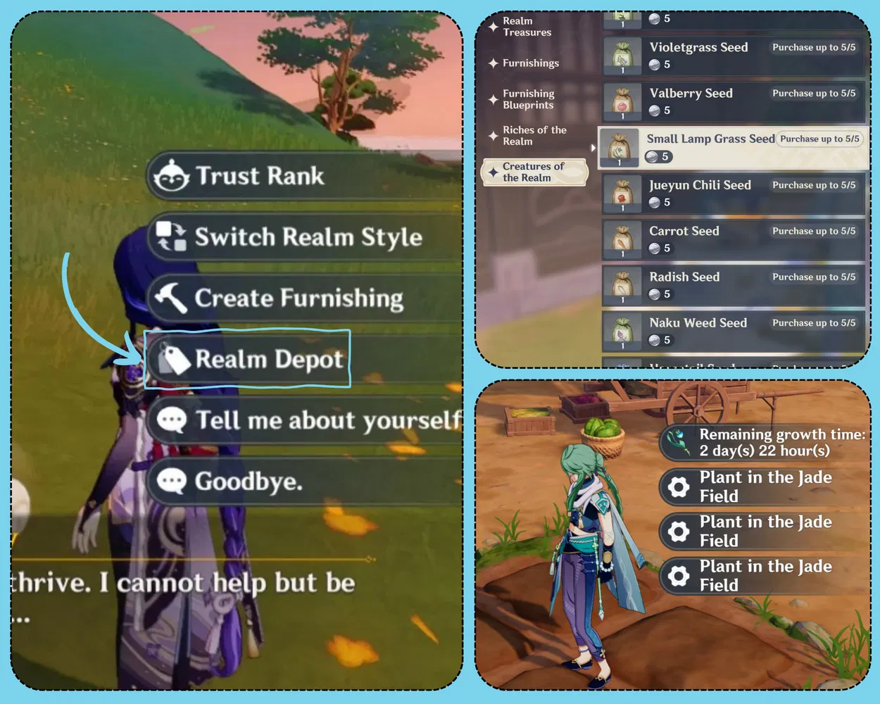 {Lamp Grass Farming} All Routes, NPC Sellers & Teapot Farming