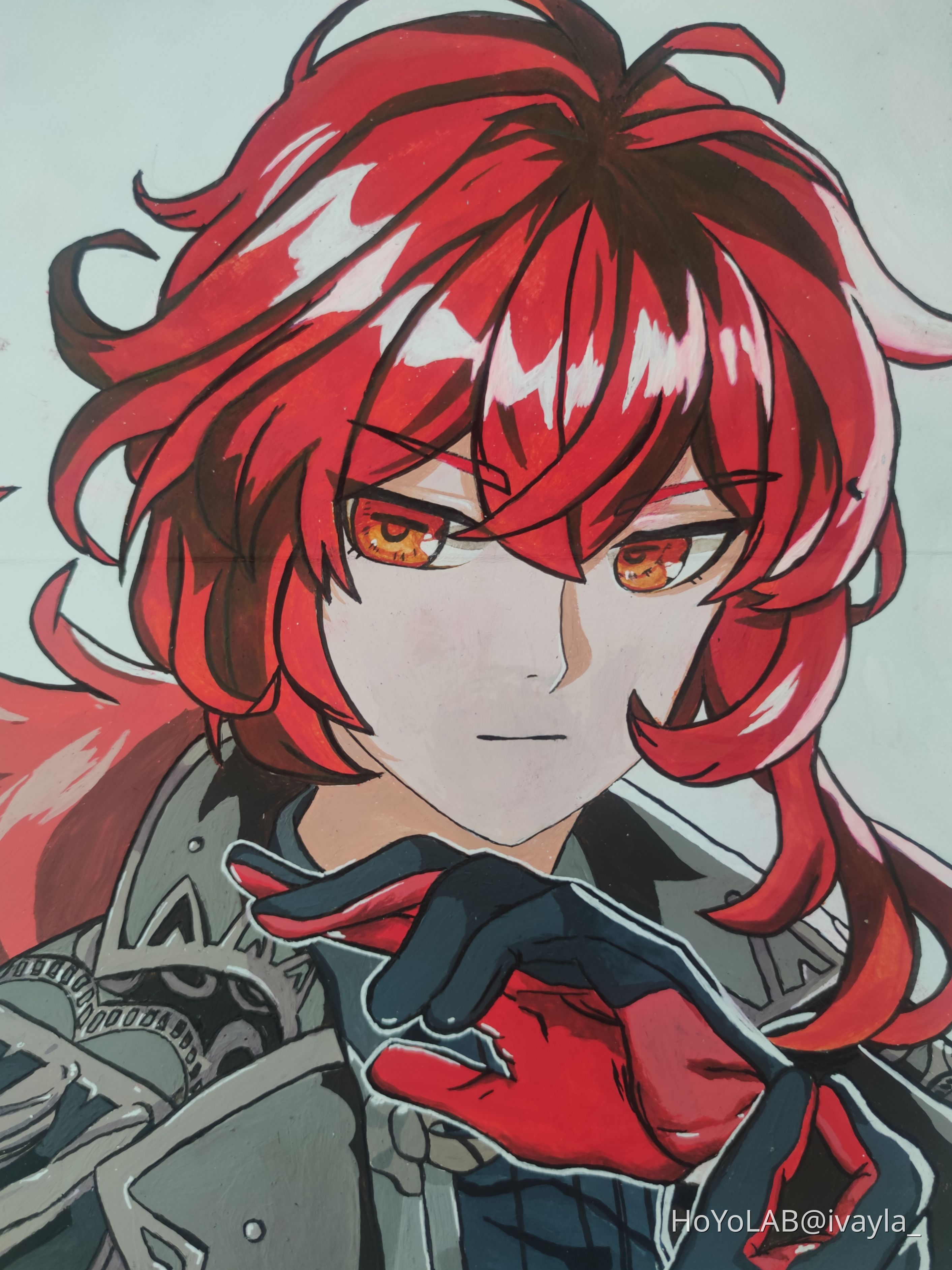 Diluc acrylic painting Genshin Impact | HoYoLAB