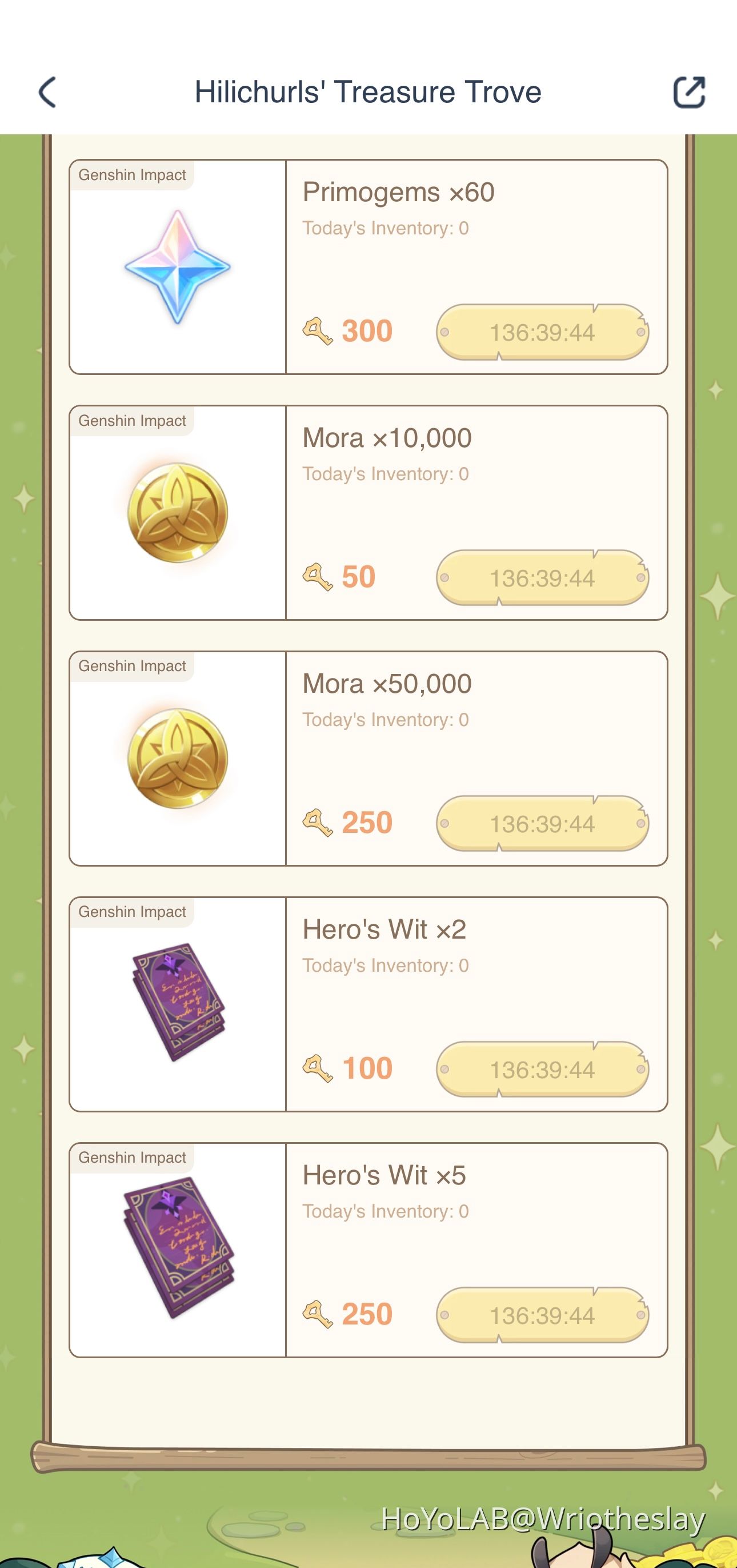 Hoyo, why does this say “Today’s Inventory” if they take 6 days (140