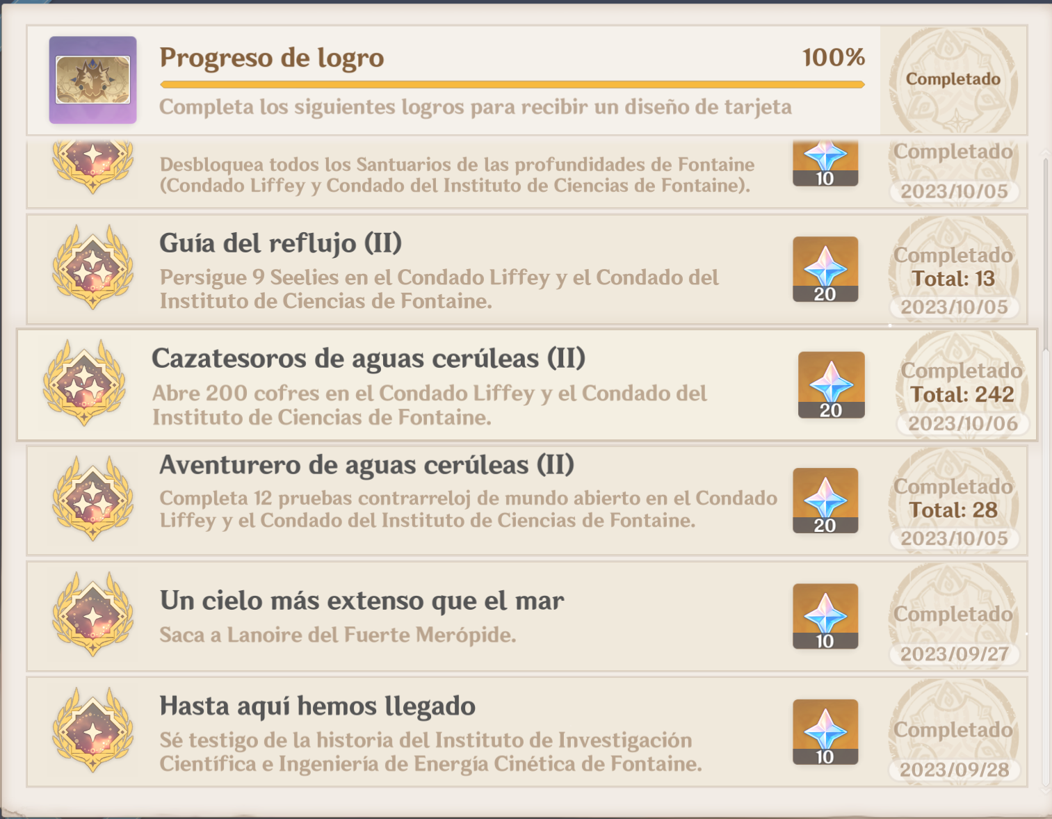 duda cantidad de cofres, seelies y desafios contrareloj en fontaine parte 2 ///// doubt number