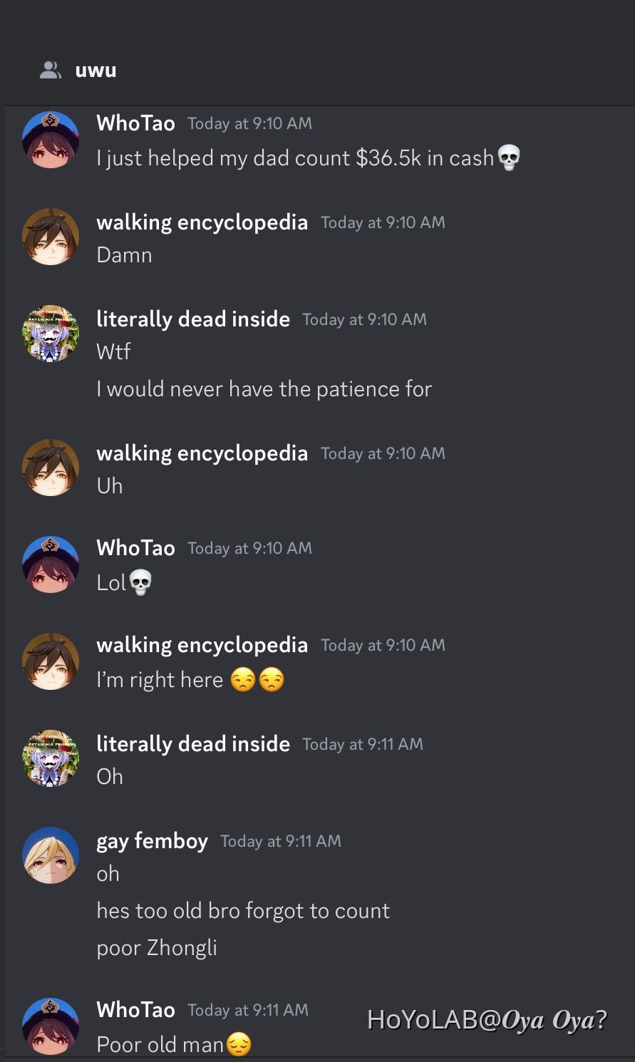 just another day in the discord group chat | HoYoLAB