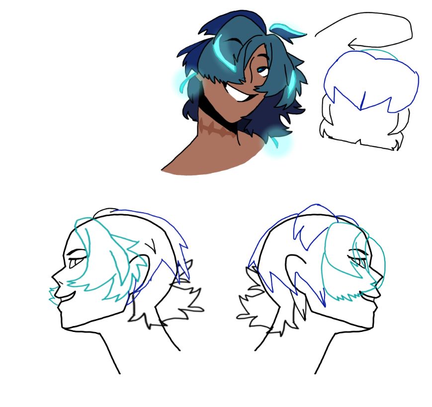 An attempt of a side profile and back profile of Zane without his mask ...