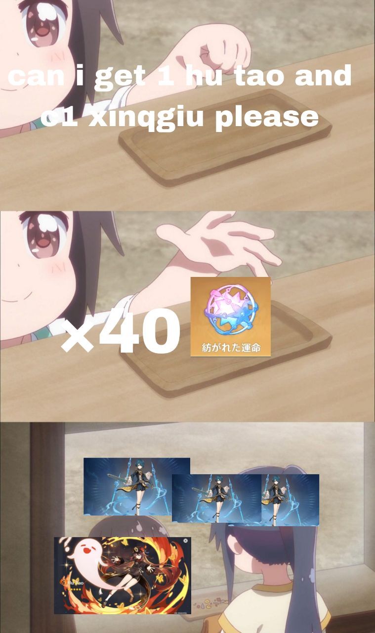 my luck on hu tao banner (i was at 44pity before pulling) Genshin