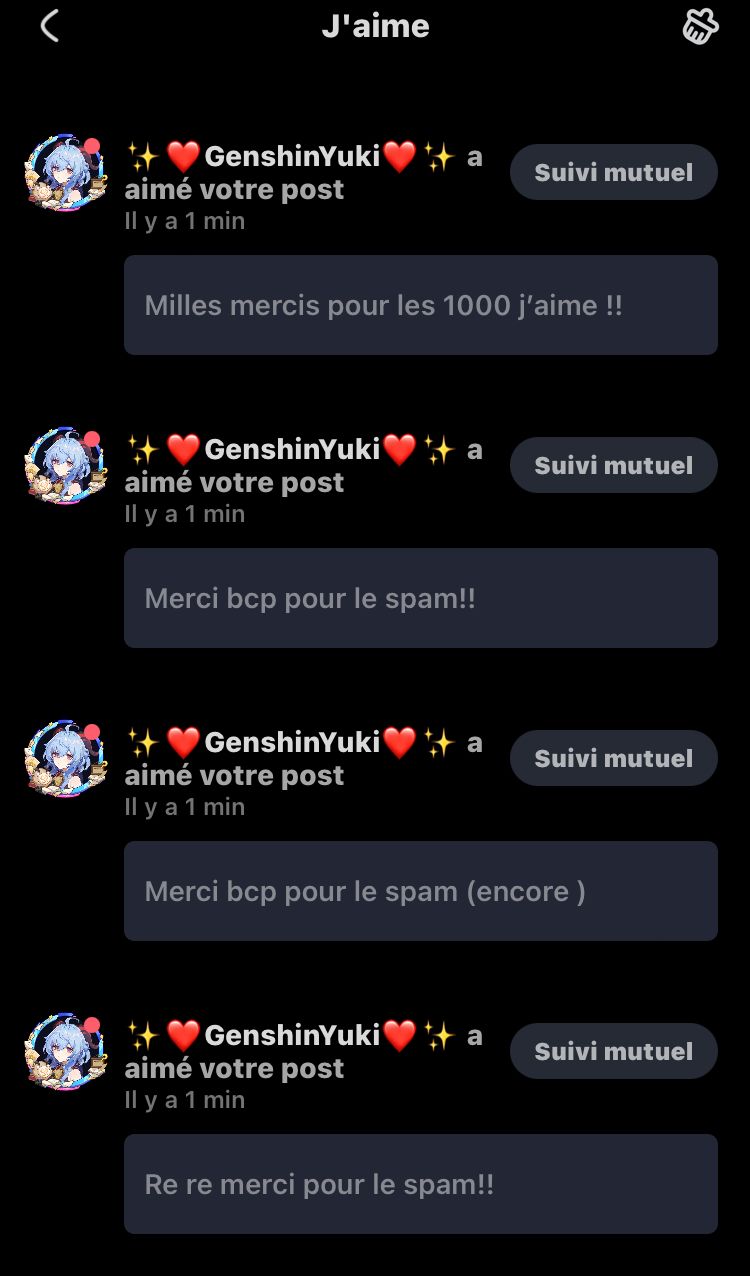 Pour la eme fois merci bcp pour le spam hoyolab