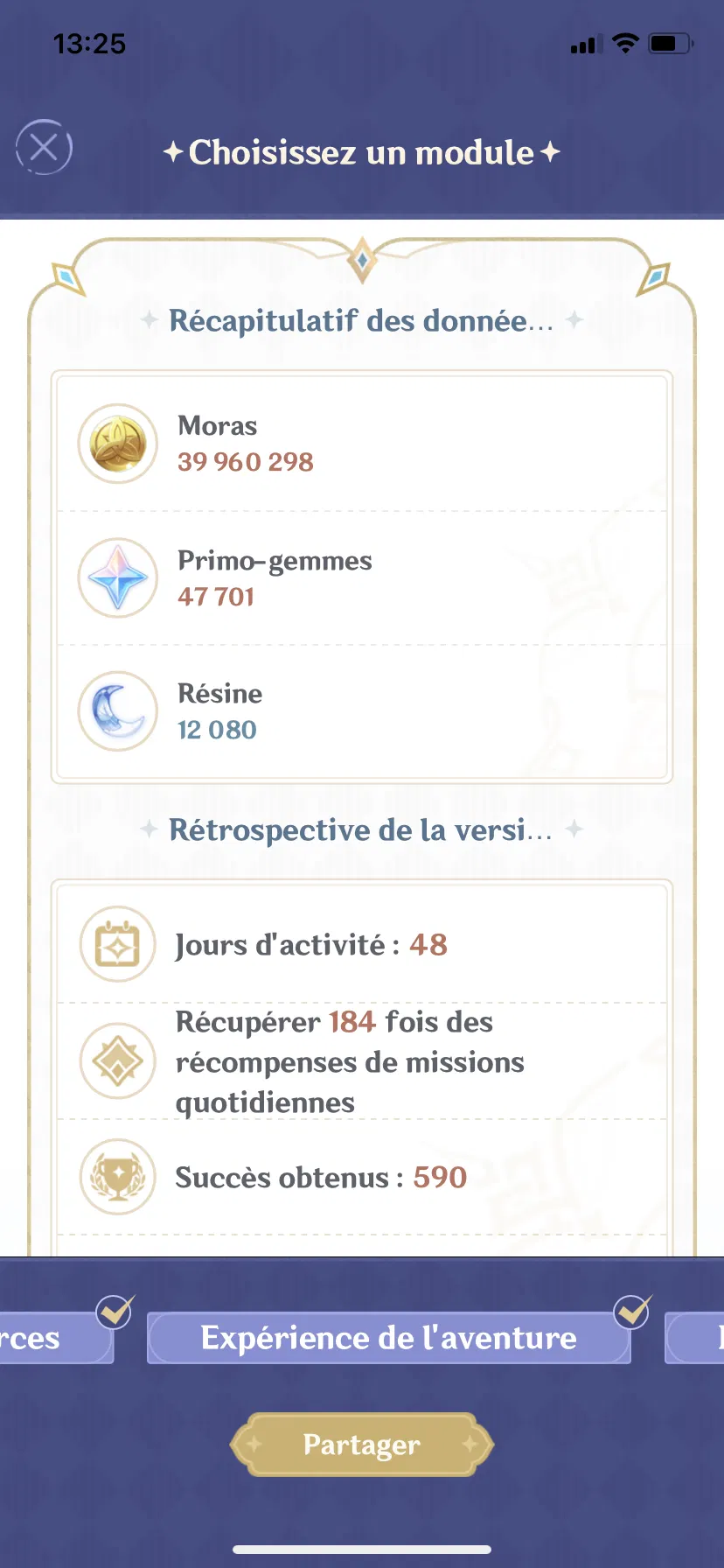 Doisje m’inquiéter de mon addiction à ce jeu ? 🥲 mes stats en 48 jours de jeu… Genshin Impact